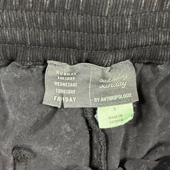 Anthropologie Black Mineral Wash Cropped Wide Leg Palazzo Pants Size Small - Picture 3 of 5